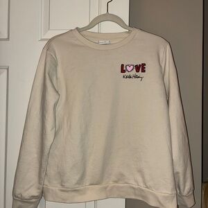 Keith Haring LOVE Heart Graphic Sweatshirt Cream Pullover Sz M